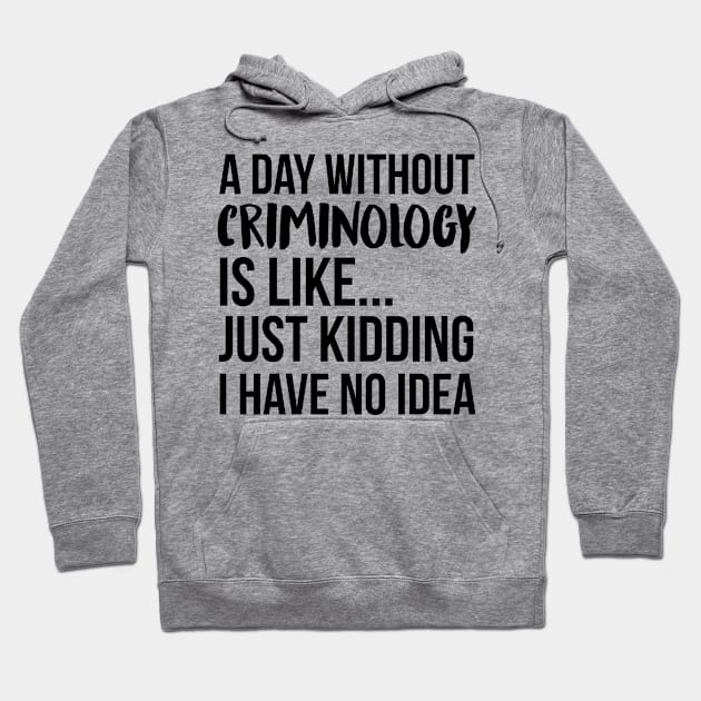 A Day Without criminology Hoodie by IndigoPine